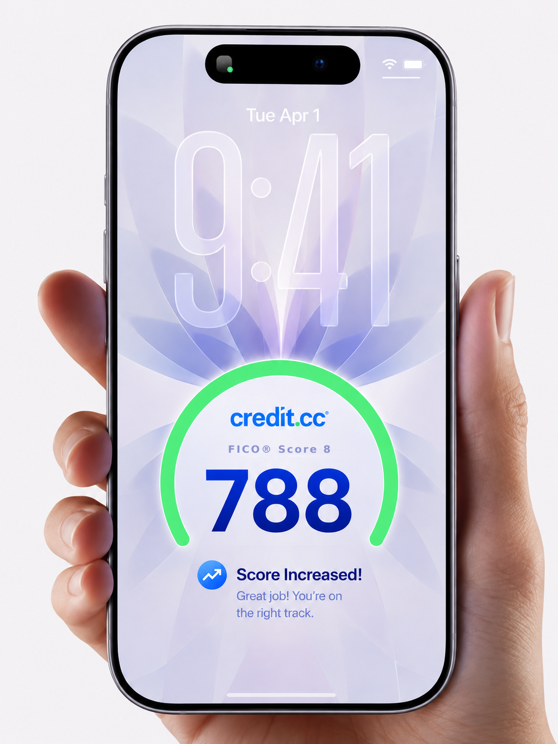 Credit.CC app on iPhone showing a FICO® Score 8 of 788